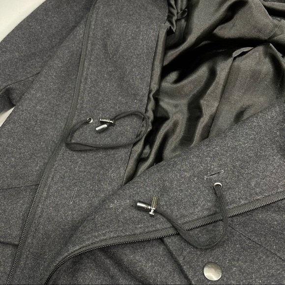 Aqua Jacket Pea Coat Long Winter Wool Blend Front Zip Hoodie Lined Warm Autumn - Picture 8 of 15